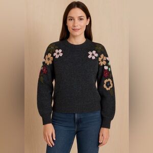 Dreamers by Debut Floral Embroidered Sweater Size S/M (Fits up to XL)
